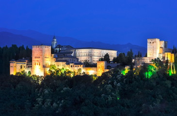 Fototapeta na wymiar Alhambra at night, Granada, Spain