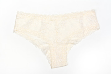 Beautiful female lace panties on white background