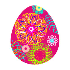Colored Easter egg with a bright pattern. Vector illustration isolated on white background. Clipart for the holiday design and cards.