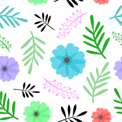 Seamless floral pattern spring time bright colors vector illustration
