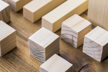 Wooden cubes on table Conceptual photo