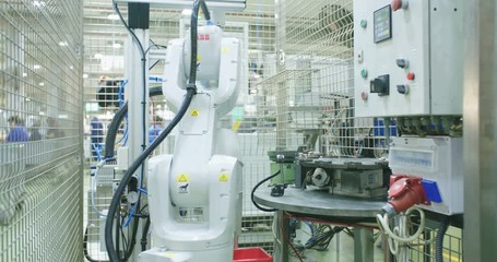 Robot working in a production line