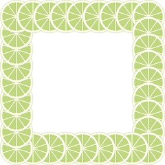 Green citrus background of cut fresh juicy pomelo rings on a white background. Green frame of fruit cuts.The concept of healthy fruit eat, diet meal 
