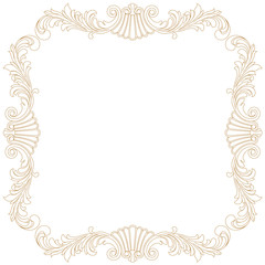 Golden vintage border frame engraving with retro ornament pattern in antique baroque style decorative design. Vector