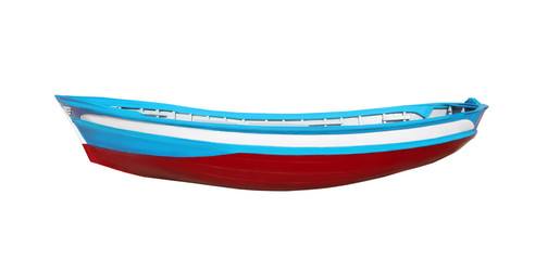 Wooden painted boat isolated on a white background