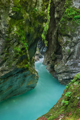 Fototapeta na wymiar Tolmin gorge in Triglav National Park, Slovenia