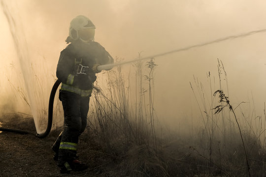 Firefighters Battle A Wildfire In Spring