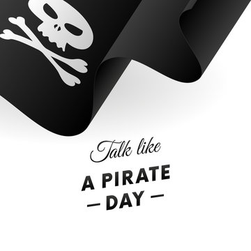 International Talk Like A Pirate Day. Pirate flag. Jolly Roger flag. Vector illustration.
