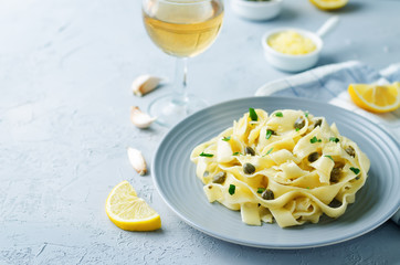 Pasta with Garlic Butter Caper Sauce