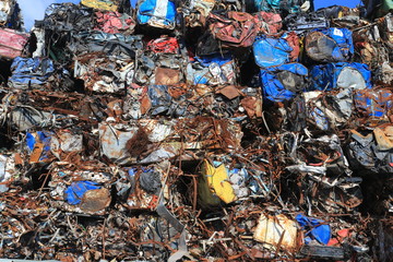 Scrap metal, wrecked and crushed parts