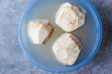 Fresh Celery Root in Water.