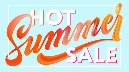 Summer sale lettering in frame. Hand drawn calligraphy brush pen text. Modern minimal gradient inscription. vector eps 10.