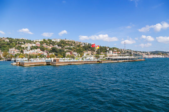 Istanbul, Turkey. Restaurant on the island of Galatasaray in the Strait of Bosporus