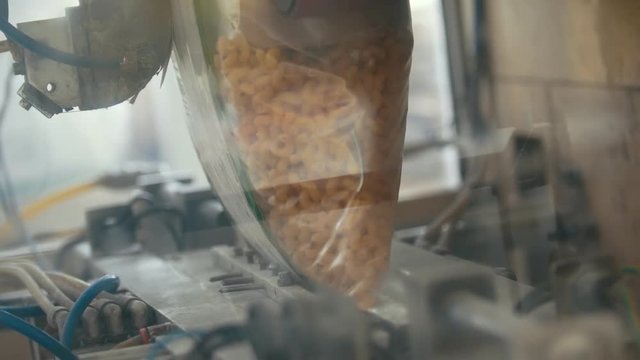 Packaging process of macaroni at the pasta manufactury