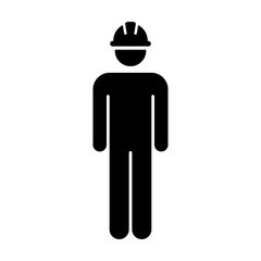 Worker Icon Vector Male Service Person of Building Construction Workman With Hardhat Helmet in Glyph Pictogram Symbol illustration