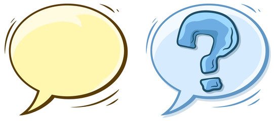 Cartoon empty speech bubble and question mark