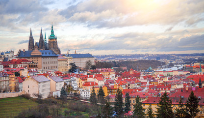 Fototapeta premium Prague panorama with Prague Castle