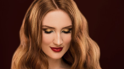Fototapeta premium Studio, face, closed eyes, close up
