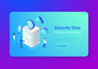Security Data Protection Isometric Flat vector illustration