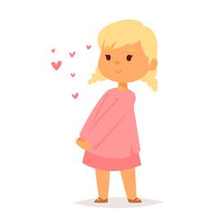 Girl in love vector character happy smiling kid romantic woman amorousness together adult relationship.
