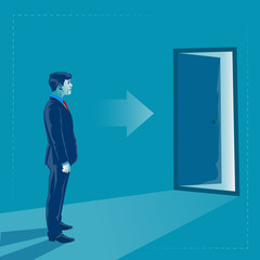  Businessman and open for opportunity door. Business concept vector illustration