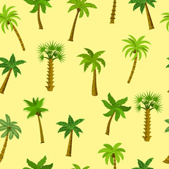 Summer palm tree seamless pattern for package design or wallpaper. Vector illustration