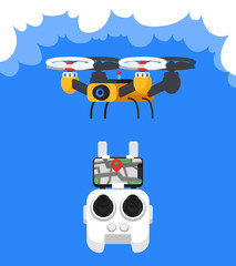 Vector Illustration with drone. Flat style.