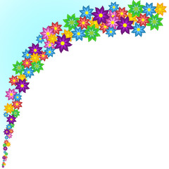 Wave of bright colored stylized flowers