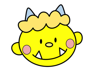 鬼の顔(黄、頬線)