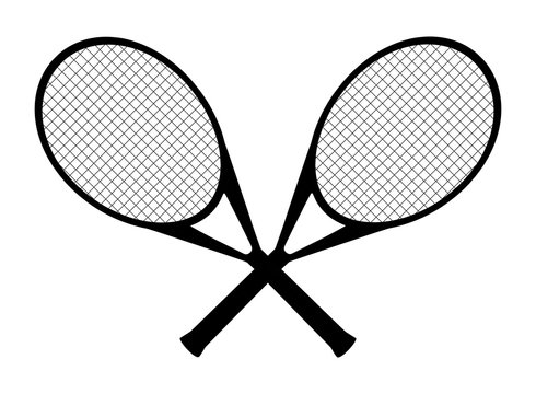 Vector black silhouette of crossed tennis rackets