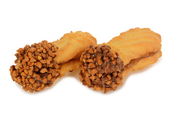 Sandwich cookies, oval shape filled with chocolate cream