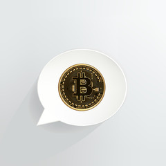 Fototapeta premium Bitcoin Cryptocurrency Coin 3D Speech Bubble Background