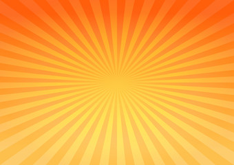 Abstract bright Yellow Orange gradient rays background. Vector