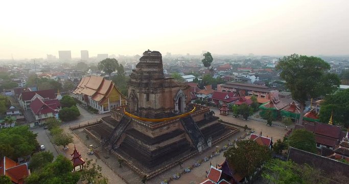 aerial view Wat Chedi Luang Chiang Mai most important temples is the Wat Chedi Luang located in the ancient walled part of the city.