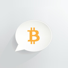 Bitcoin Cryptocurrency Coin 3D Speech Bubble Background