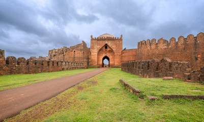 The gate of the Bidar fort in India.