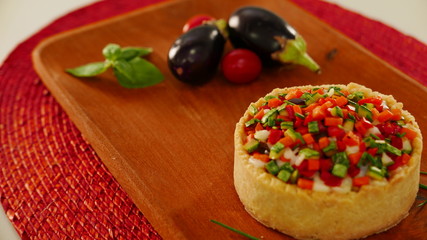 foot on a wood plate
