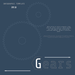 Infographic vector template of gears with on the grey background.