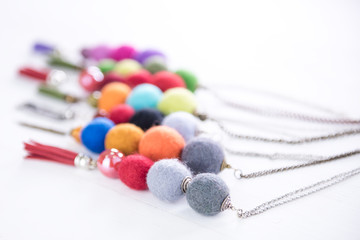 felted colourful wool beads jewerly 