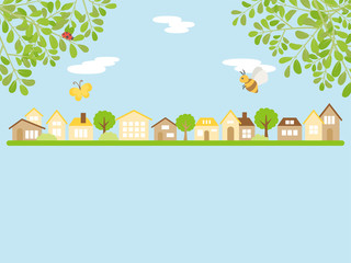 新緑の季節の街並み