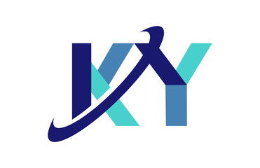 KY Ellipse Swoosh Ribbon Letter Logo