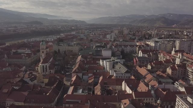 The old city in Europe on the Drava River, Maribor in Slovenia, D-LOG