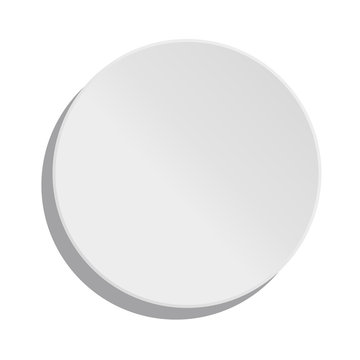 White Button On White Background - Vector Illustration - Isolated On White Background