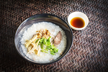 Asian style food eaten with soft boiled rice