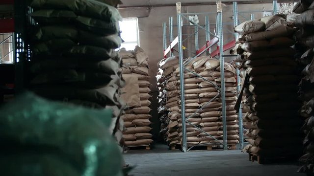 The large warehouse at the macaroni manufacturing