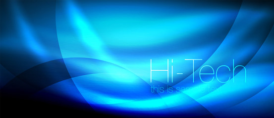 Glossy light effect neon glowing waves, shiny lights