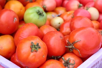 Fresh tomatoes in market