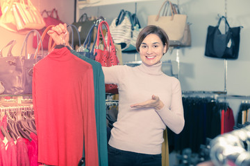 Adult woman enjoying her purchases