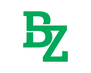 Obraz premium BZ green initial letter typography typeface typeset logotype alphabet image vector icon