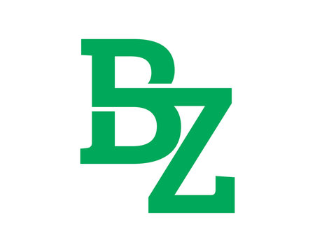 BZ green initial letter typography typeface typeset logotype alphabet image vector icon